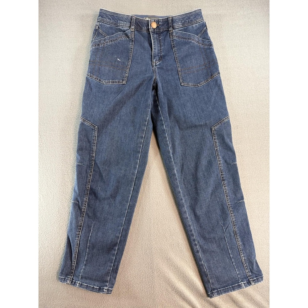 Democracy Jeans Womens 10 Medium Wash Blue Mid Rise Straight Crop Stretch Denim